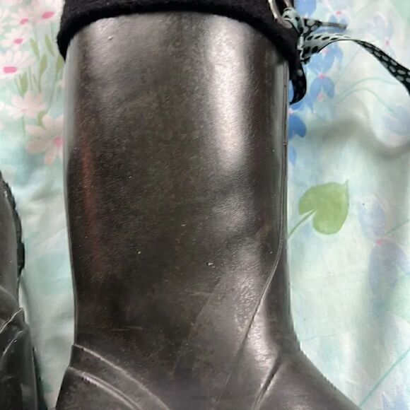 Bogs Alex Solid Black Boots Fleece Lined Ribbon Accent - Picture 8 of 14